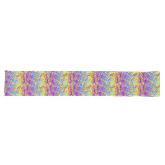 Bright Swirl Fractal Pattern Rainbow Psychedelic Lange Tafelloper (Horizontaal)