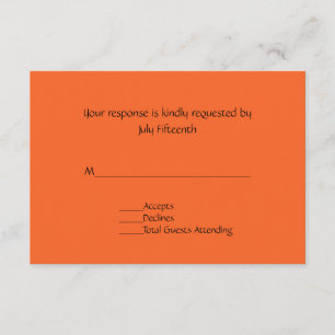 Bright Tangerine Oranje bruiloft RSVP-kaart RSVP Kaartje