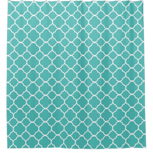 Bright Teal Quatrefoil Pattern Douchegordijn (Voorkant)