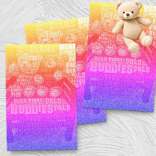 Bright Teddy Bear Beste vrienden Embedded Word Clo Tissuepapier