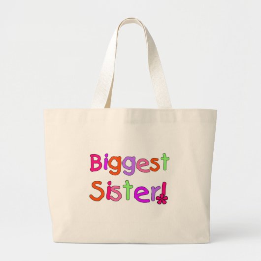 Bright Text grootst zuster Grote Tote Bag (Voorkant)