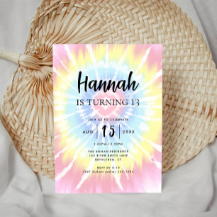 Bright Tie Dye, elke leeftijd verjaardag Kaart