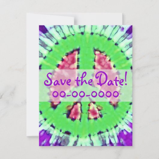 Bright Tie Dye Peace Sign Invitations (Devant)