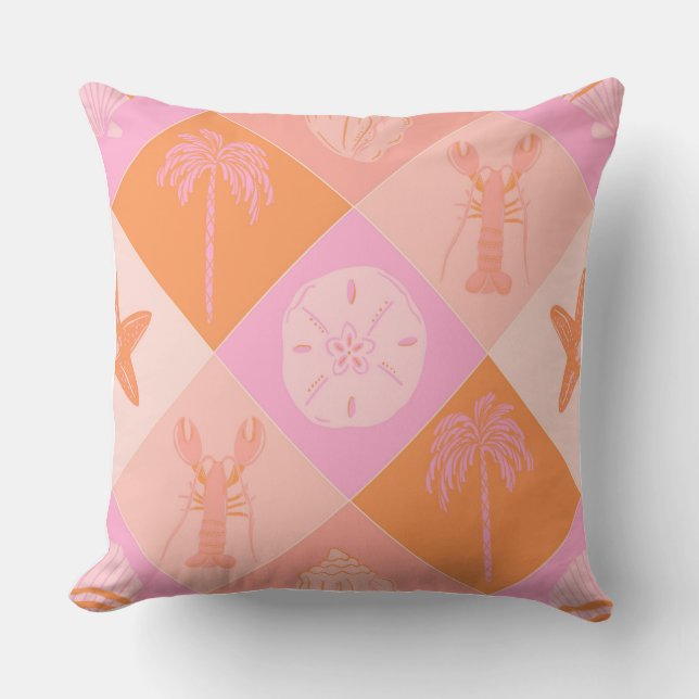 Bright & Trendy Beach Patchwork Throw Pillow  Kussen (Voorkant)