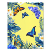 Bright tropical colourful plant butterflies poster (Voorkant)
