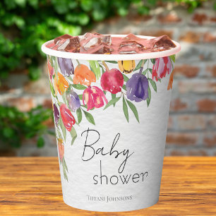 Bright Tulpen en groen Baby shower Papieren Bekers