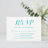 Bright Turquoise Painted Ombre RSVP Kaartje (Staand voorkant)