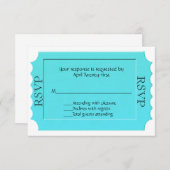 Bright Turquoise Ticket RSVP-reactiekaart RSVP Kaartje (Voorkant / Achterkant)