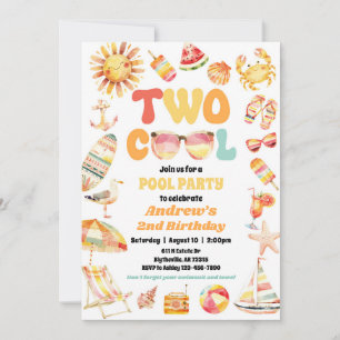 Bright Two Cool Birthday Pool Party uitnodiging