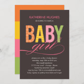 Bright Type Baby shower Uitnodiging - Meisje (Voorkant / Achterkant)