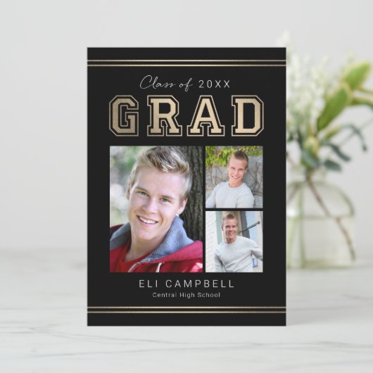 Bright Varsity Graduity Faire-part Invitation (Debout devant)