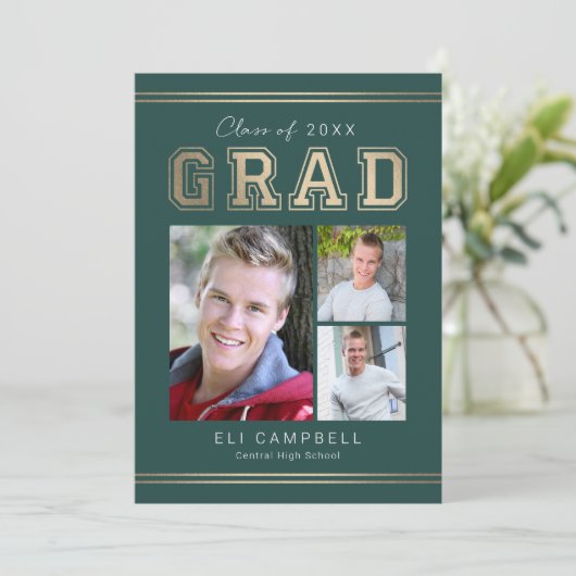 Bright Varsity Graduity Faire-part Invitation (Debout devant)