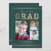 Bright Varsity Graduity Faire-part Invitation (Devant / Derrière)