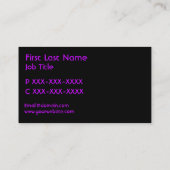 Bright violet noir damassé personnalisé cartes de (Dos)