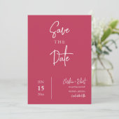Bright Viva Magenta Modern Boho Save the Date Kaart (Staand voorkant)