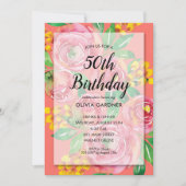 Bright Watercolor Floral Invitations d'anniversair (Devant)