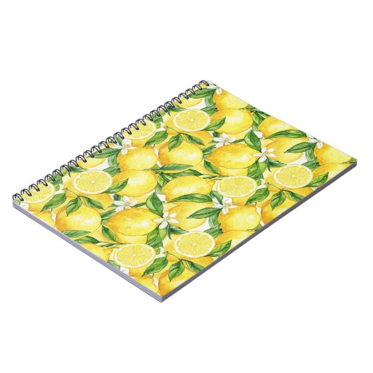 Bright Watercolor Lemon Pattern Notitieboek (Linkerzijde)