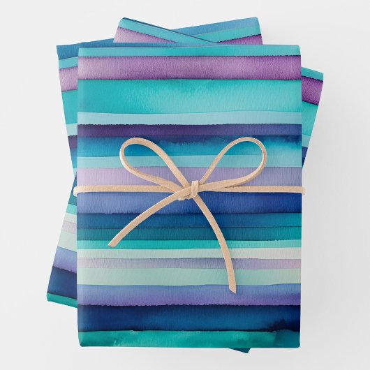 Bright Watercolor Stripes Wrapper Feuilles de papi
