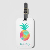 Bright Waterverf ananas monogram Bagagelabel (Voorkant (verticaal))