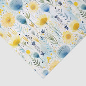 Bright Waterverf Bloemengeel en Blauw Botanisch Tissuepapier (Detail)
