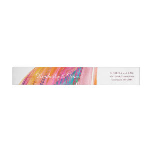Bright Waterverf Brush Wedding Wrap-Around Label