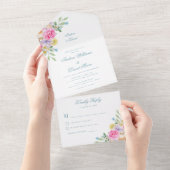 Bright Waterverf Tuin Bloemen Zomer Huwelijk All In One Uitnodiging (Afscheurbaar)