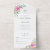 Bright Waterverf Tuin Bloemen Zomer Huwelijk All In One Uitnodiging (Binnen)