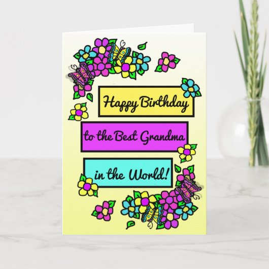 Bright Whimsical Birthday voor oma Kaart (Voorkant)