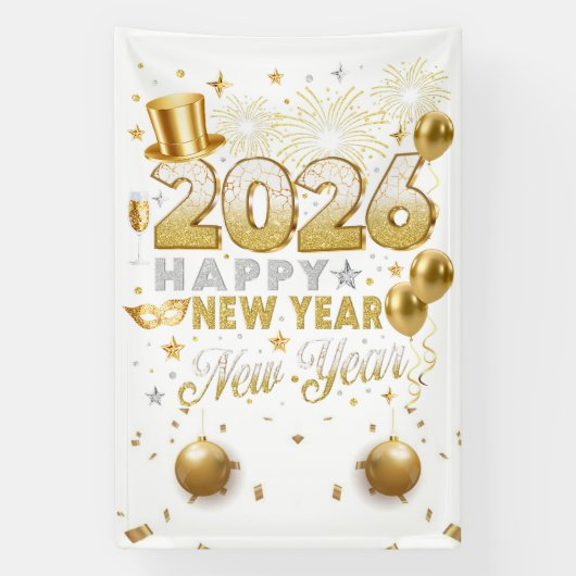 Bright White New Year Celebration  Spandoek (Verticaal)