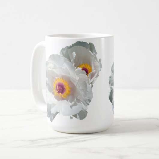 Bright White Peony Mug (Devant gauche)