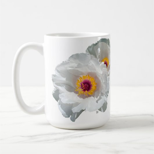 Bright White Peony Mug (Gauche)