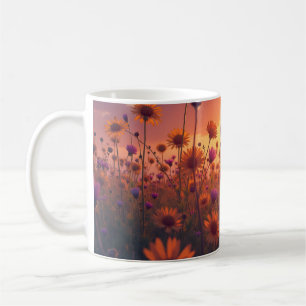 Bright Wild Flowers Field Koffiemok