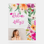 Bright wilde bloemen foto afstuderen welkom acryl bord (Voorkant)