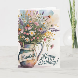 Bright Wildflower Verjaardag Boeket Groet Kaart