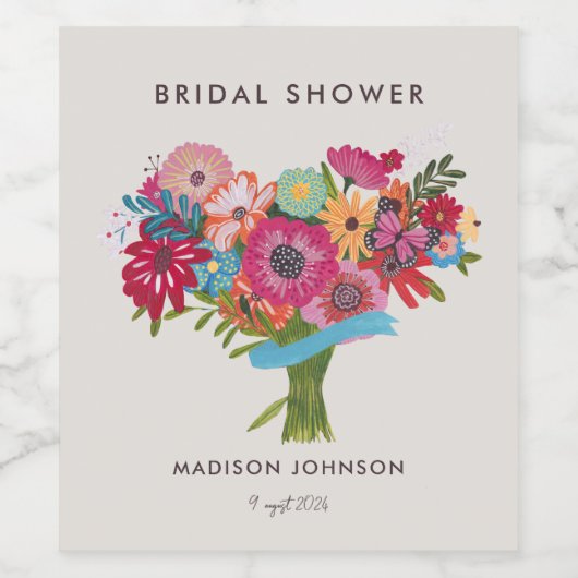 Bright Wildflower Vrijgezellenfeest Party Wijn Etiket (Enkel label)