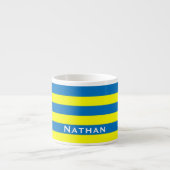 Bright Yellow and Blue Stripes Personalised Espresso Kop (Voorkant)