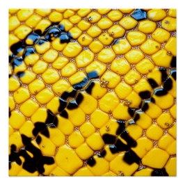 Bright Yellow Black Snake Skin Scales Animal Print Perfect Poster
