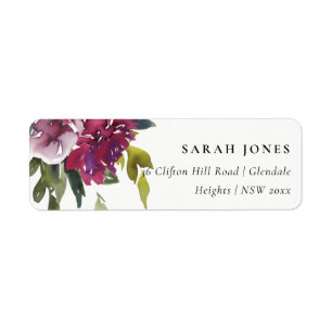 BRIGHT YELLOW BLUSH BURGUNDY FLORAL BUNCH ADRES ETIKET