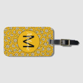 Bright Yellow Floral Pattern Personalised Bagagelabel (Voorkant (horizontaal))