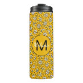 Bright Yellow Floral Pattern Personalised Thermosbeker (Voorkant)