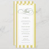 Bright Yellow Green Zesty Stripes Classic Wedding Menu (Voorkant / Achterkant)