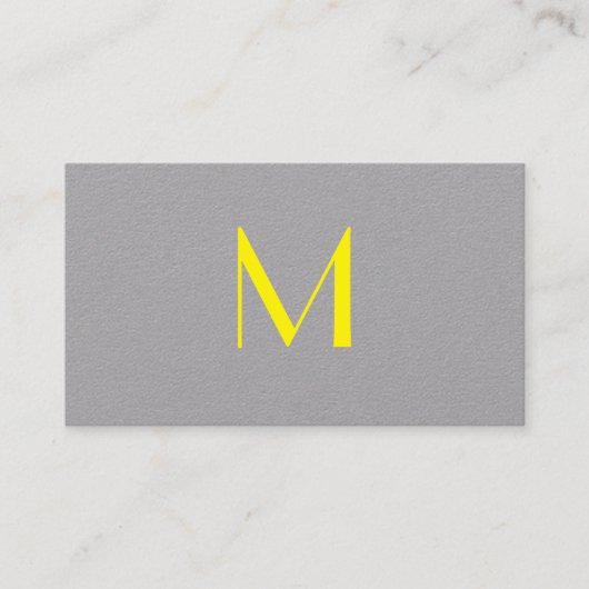 Bright Yellow&Grey - Monogram toevoegen Visitekaartje (Voorkant)