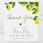 Bright Yellow Lemon Citrus de heer Mrs Wedding Fav Wijn Etiket (Enkel label)