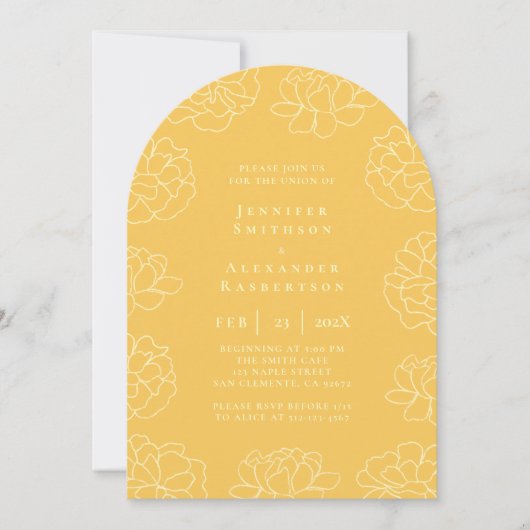 Bright Yellow Minimal Faire-part de mariage botani (Devant)