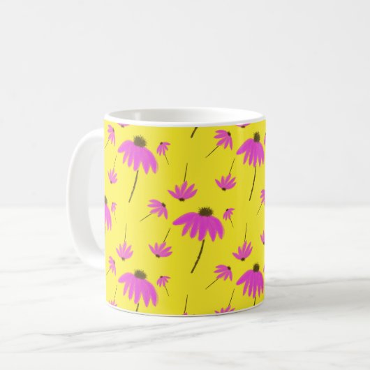 Bright Yellow Mug with Pink Flowers (Devant gauche)