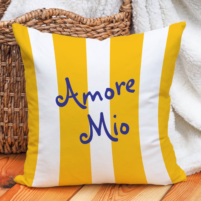 Bright Yellow Orange Stripes | Amore Mio Kussen (Creator heeft geüpload)