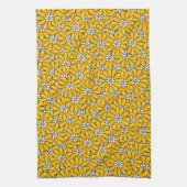 Bright Yellow Overlapping Floral Pattern Theedoek (Verticaal)