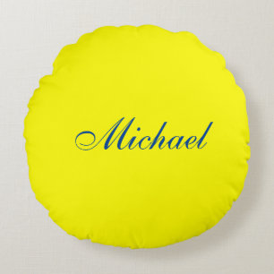 Bright Yellow Plain Elegant Professional Modern Rond Kussen