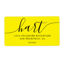 Bright Yellow Script Family Return-adres Etiket