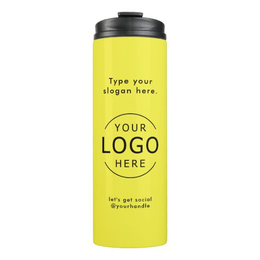 Bright Yellow Simple Logo Company Swag Thermosbeker (Voorkant)